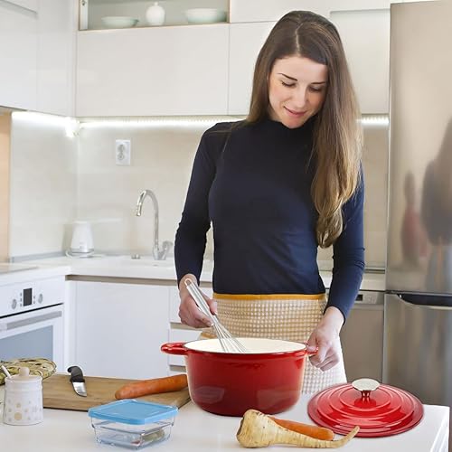 Miniatura 130 de Cacerola de hierro fundido COOKWIN, 3.8 QT, Sartén de hierro fundido con tapa y asas dobles, olla de superficie esmaltada de porcelana, Verde azulado