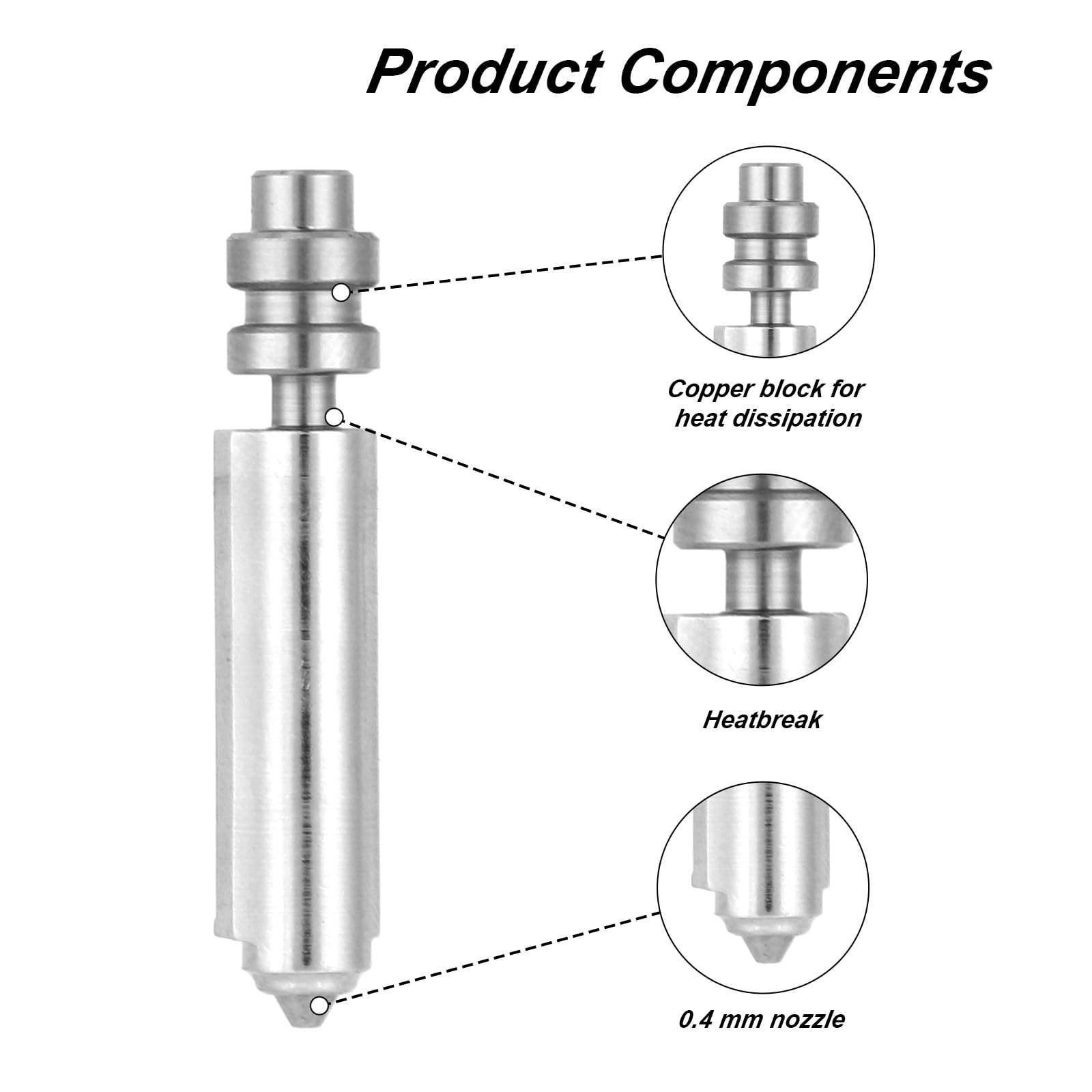 2szt 0,4mm Dysze Hotend dla Kobra X, Hartowana Stal Zintegrowana Dysza ze Szczoteczką do Dyszy Drukarka 3D Złożony Zestaw Wytłaczarki dla Kobra X All Metal Hot End/Części Głowicy Wydruku