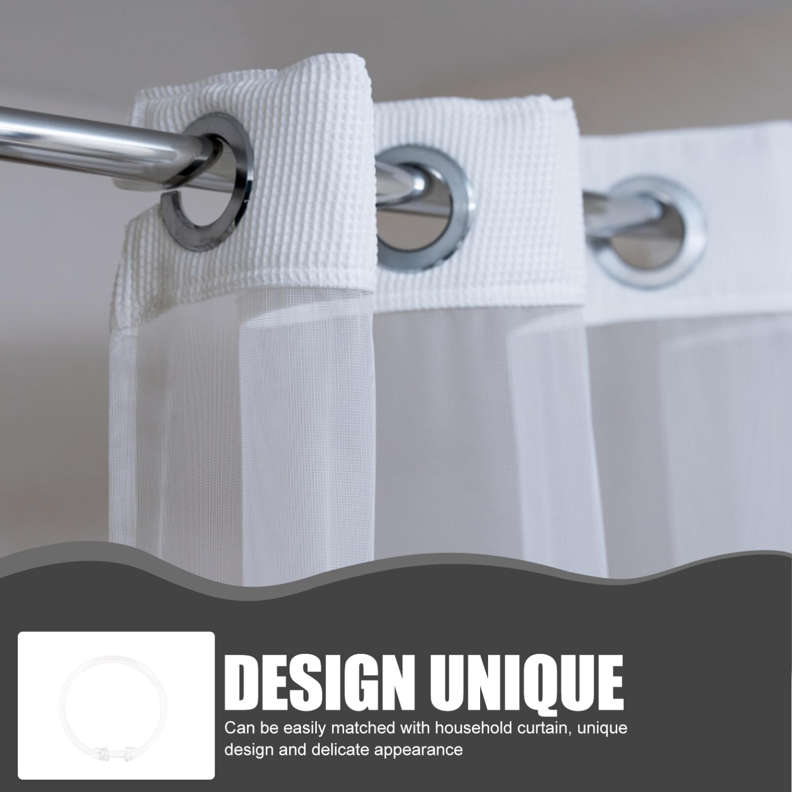 24 ganchos transparentes para cortina de ducha, anillos de hebilla circulares decorativos para barras de cortina de esquina y rieles, accesorios de ducha resistentes al óxido y fáciles de instalar