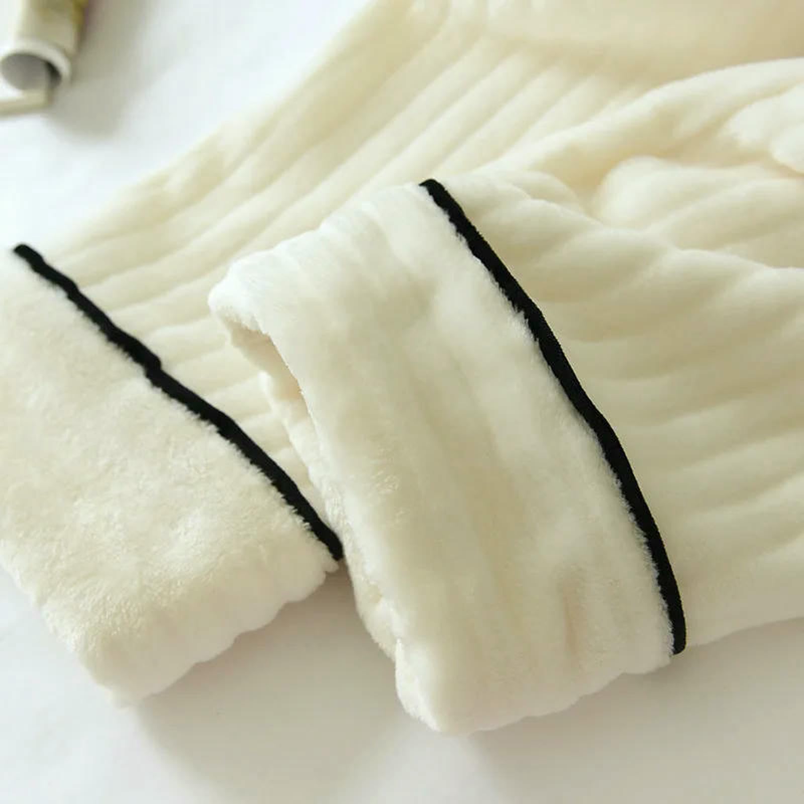 Pigiama Caldo Pile di Corallo Autunno Inverno Donna Flanella Ispessimento Coppia A Maniche Lunghe Risvolto Servizio Domicilio Completo da Notte Uomo-Donne Bianche-l
