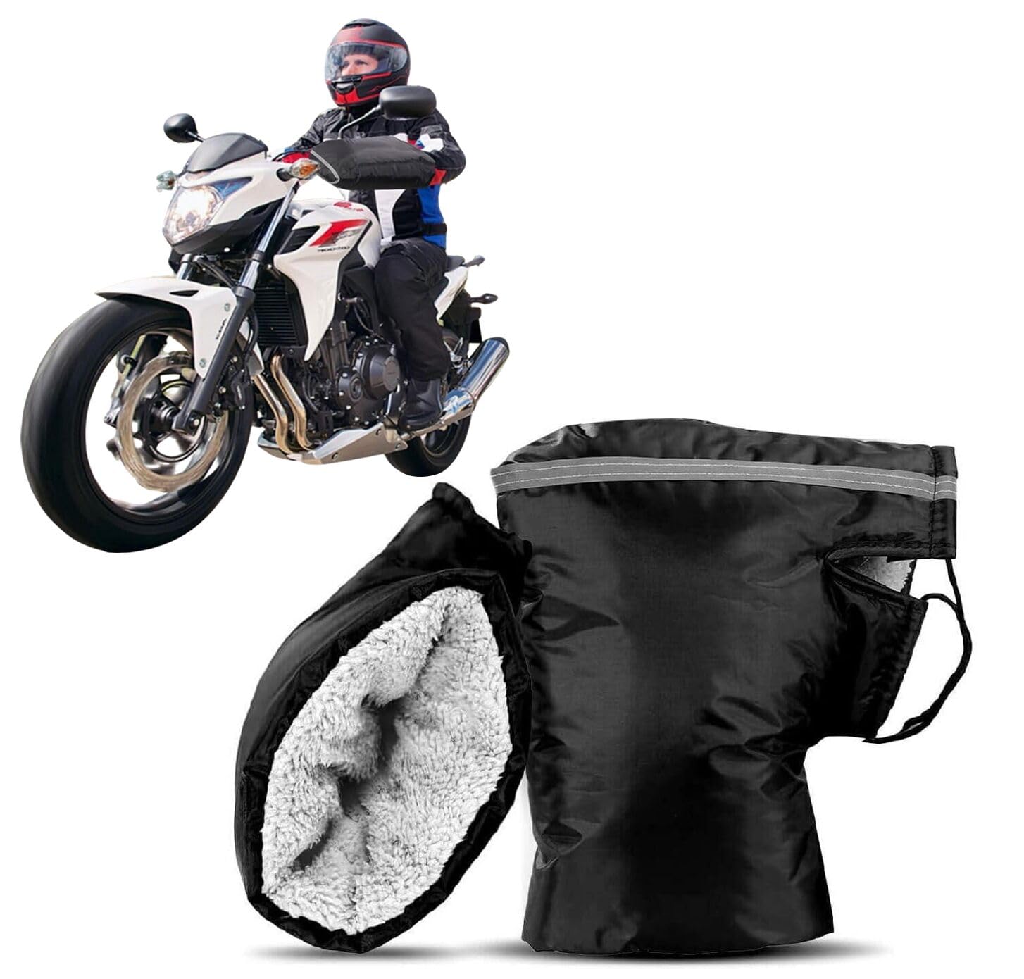 Winter Motorrad-Griffhandschuhe – Warm, Winddicht, Mit Reflektierenden Streifen