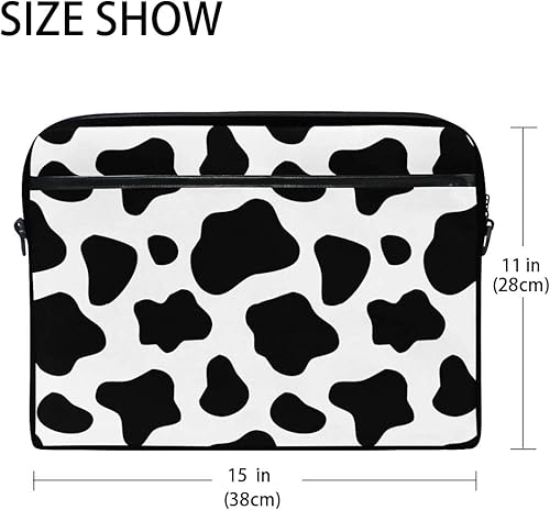 Miniatura 2 de ALAZA - Funda para laptop con estampado de vaca en blanco y negro, maletín portátil cruzado con bolsillo para correa para MacBook Air Pro Surface