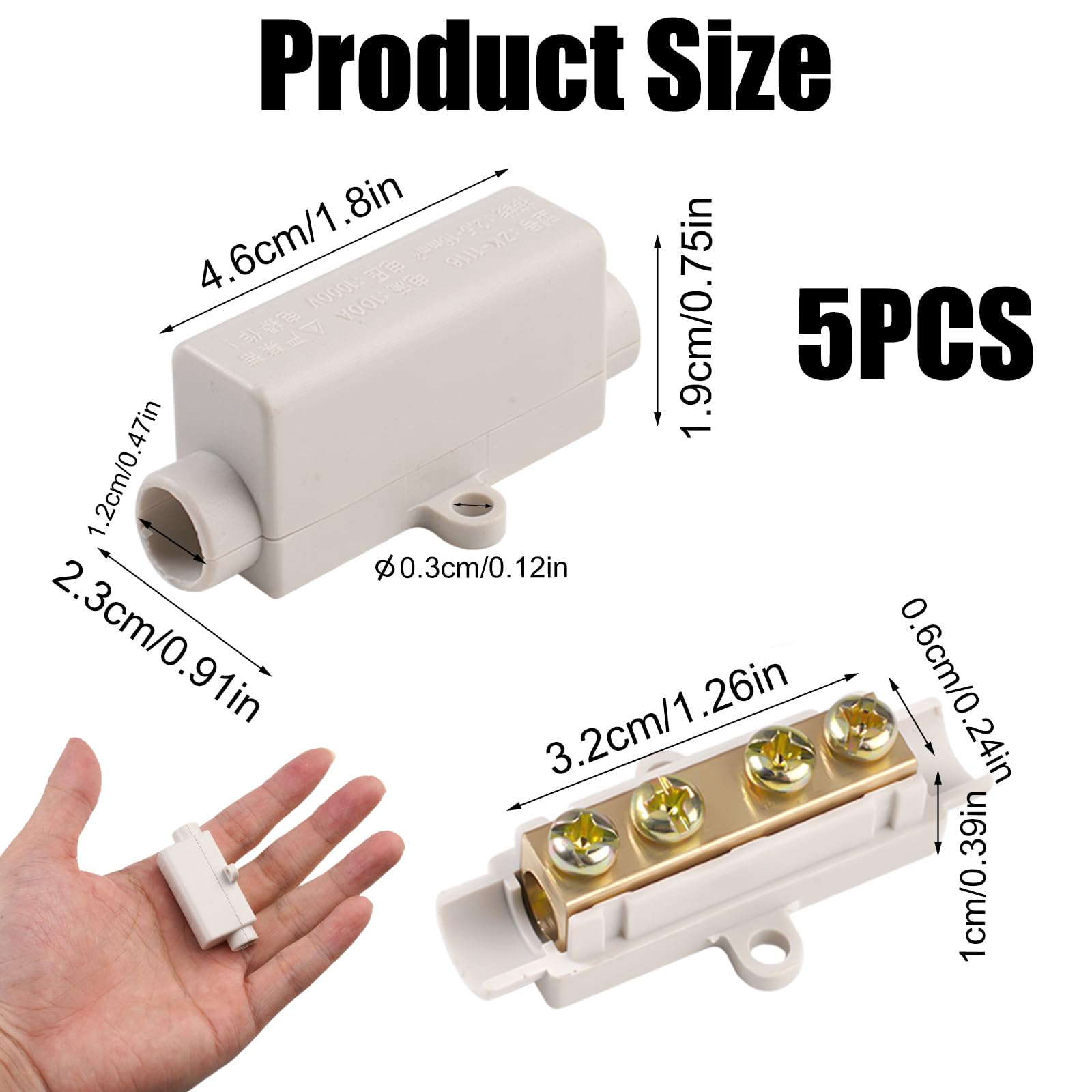 5 Pièces Connecteurs de Fils en Laiton à Double Vis Haute Performance en Laiton pour Câbles de 2,5 à 16 mm, Connecteur en à Double Vis Boîtier en ABS pour Plafonniers,Interrupteurs,Ampèremètres