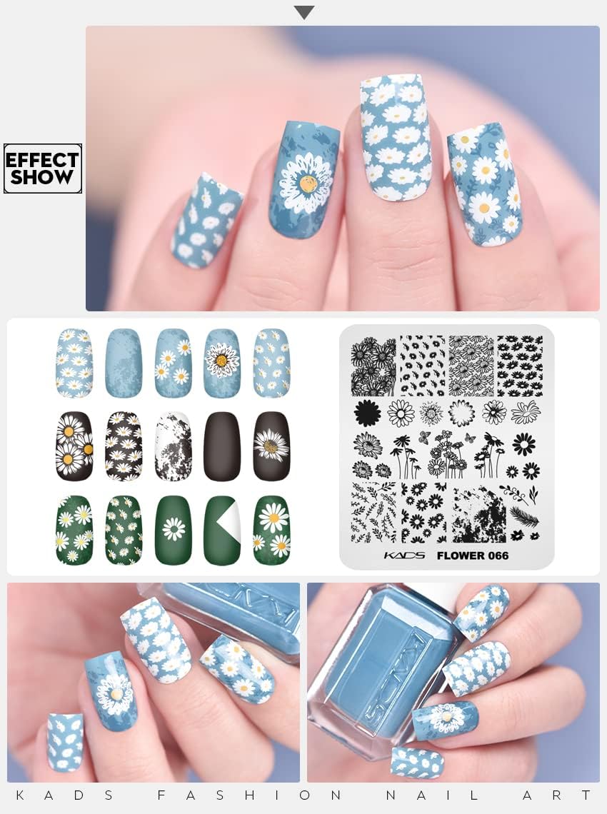 KADS Nail Stamping Template Sunflower Nail Stencil Nail Stamp Decoration Plate DIY Tool (Flower 066)