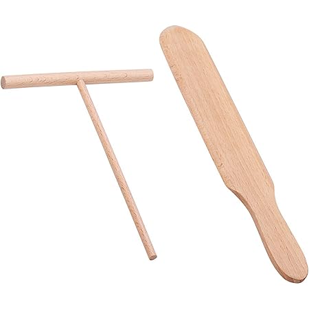 Wooden Crepe Spatula and crepe spreader Wooden Spatula Set Perfect Size to Fit Medium Crepe Pan 100% Natural Beechwood Crepe Spreader and Spatula for Cooking (m01)