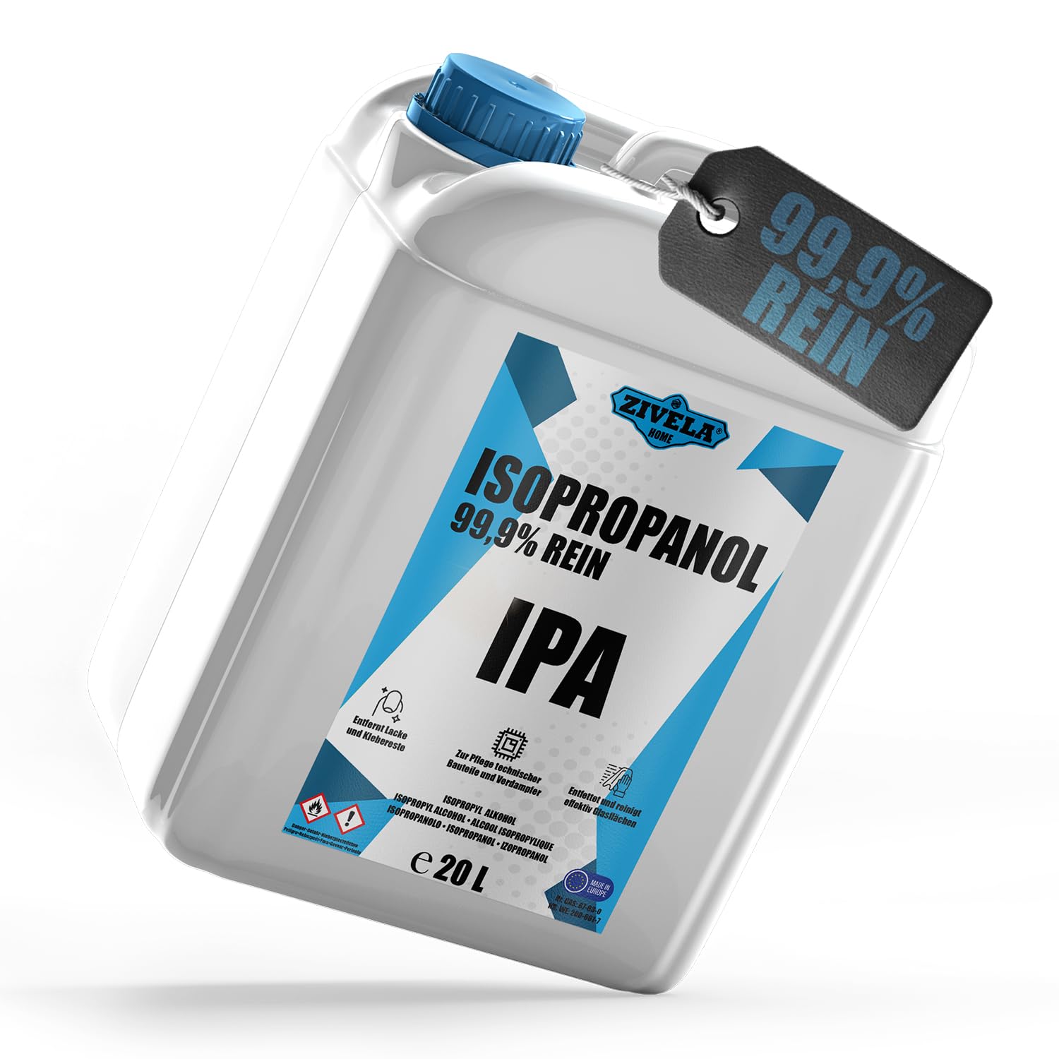 Isopropanol 99,9 % | 20 l isopropanol | IPA 20 l | Isopropanol pour la maison et l'électronique | Lentilles et écrans IPA