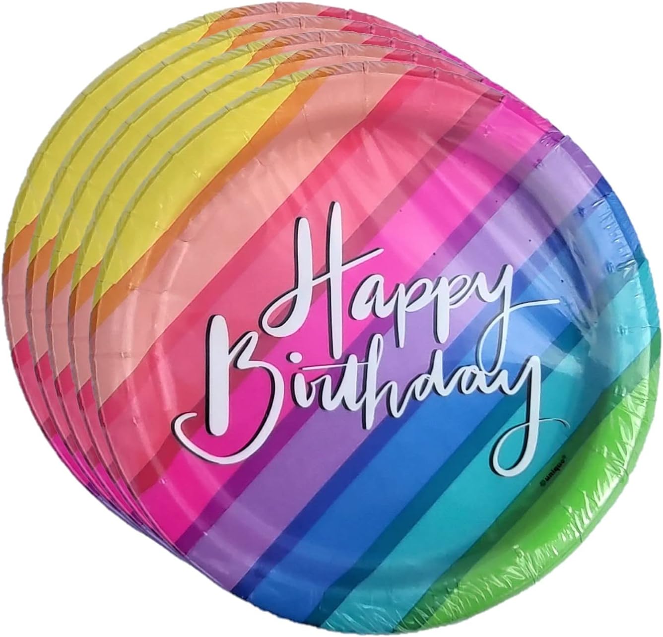Happy Birthday Plates Colorful Rainbow Birthday Dessert