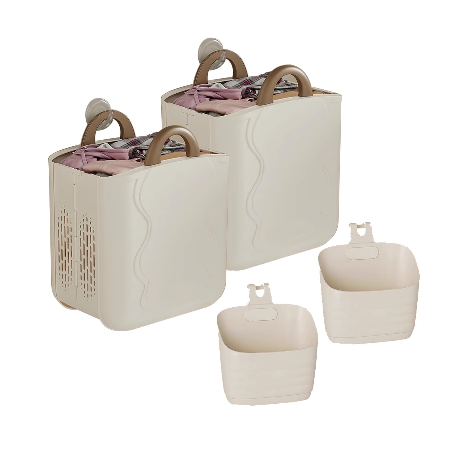 Folding dirty laundry basket, Foldable Wall Mounted Laundry Basket, White, Beige(Beige)