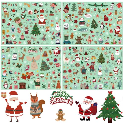 400 Pièces Autocollants de Noël, Duvabien Gommettes Imperméables, Stickers Décoration de Noël Papeterie pour Décoration des Cadeaux Scrapbooking Ordinateurs Albums...
