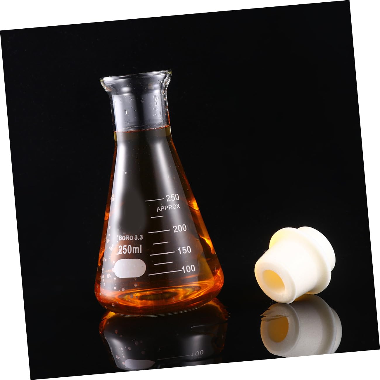 POPETPOP 1 Pc Juego De Matraces De Erlenmeyer Matraz De Medir Matraz De Vidrio Para Estudiantes Matraz De Vidrio Para Laboratorio Tapa De Hidrofrasco De Boca Ancha Dosis De Triángulo