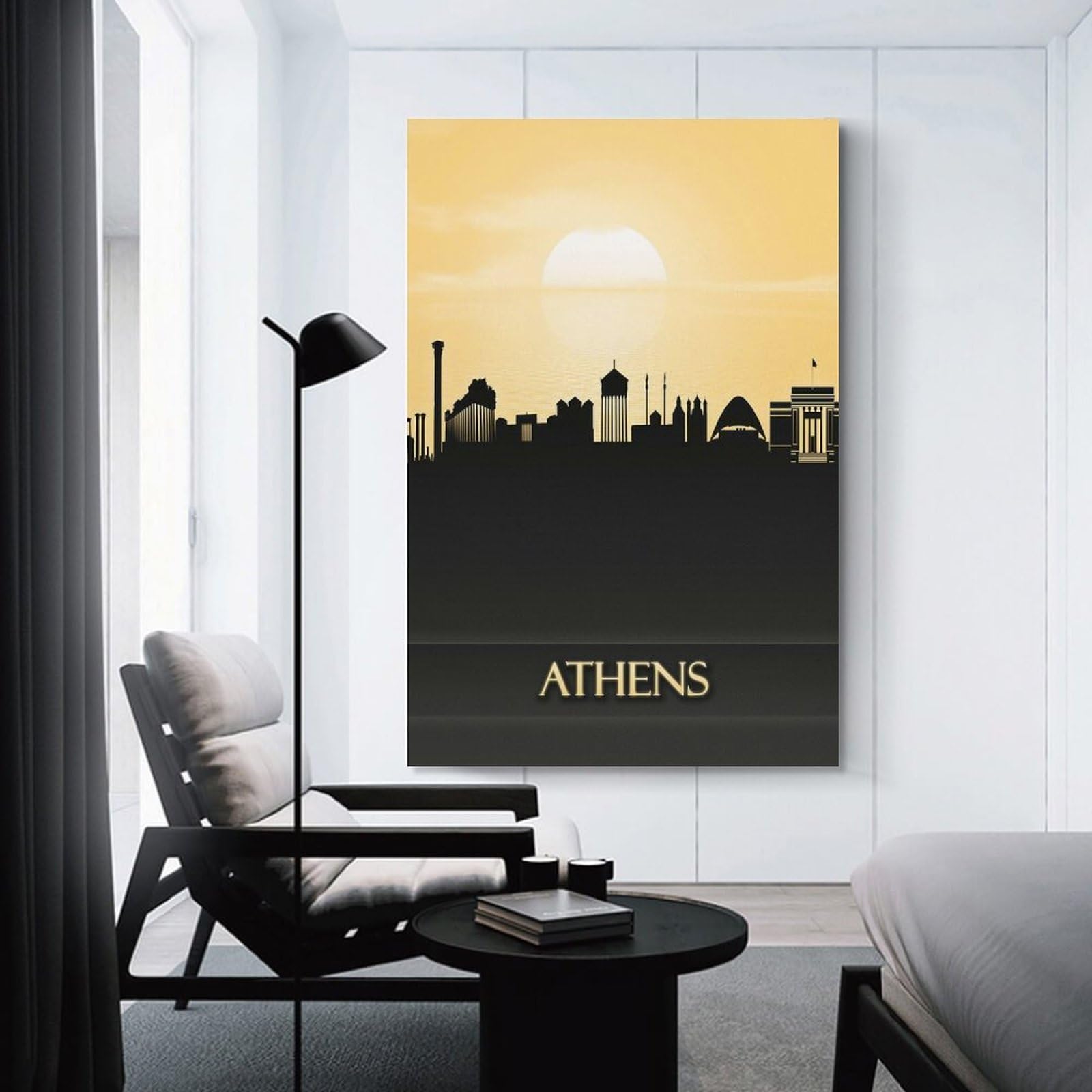 Junmoney Athens City Skyline Wall Picture Print 24x36inch(60x90cm), for Home Walls, Creative Rooms Or Shared Spaces, Stylish Home Artwork for Focal Walls