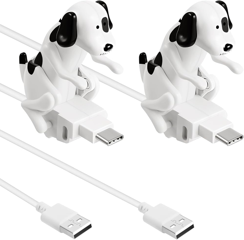 Frienda 2 Pcs Dog Charging Cable Graduation Season Gifts Presents Smartphone USB Data Transmission Dog Cable for Charging of Phones Only Compatible with Type-c(Orange, White,Cute, Spot Style)