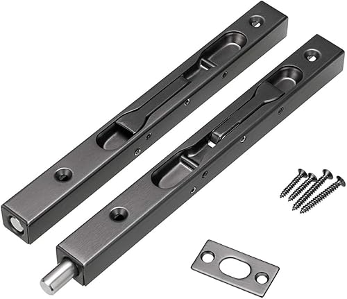 Sumnacon 2 pernos de puerta de 8 pulgadas, cerraduras de puerta francesa de seguridad ocultas de acero inoxidable con herrajes, pernos de metal para