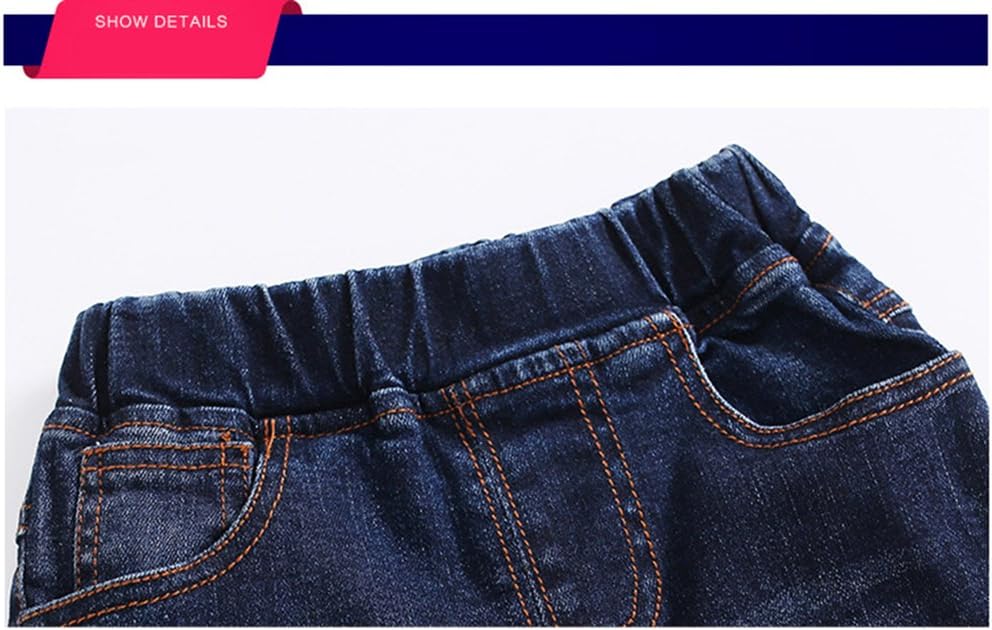 KIDSCOOL SPACE Baby Girl Boy Jeans,Little Kid Elastic Waist Ripped Denim Pants - Image 3