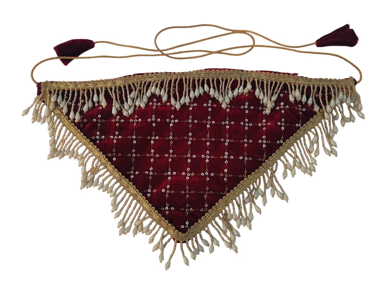 Beautiful Handmade Embellished Khoicha Dani Potli For Bride Wedding With Zipper Pocket | Ideal For Wedding/Vidai Rituals- Triangle in shape Style_28-image-12