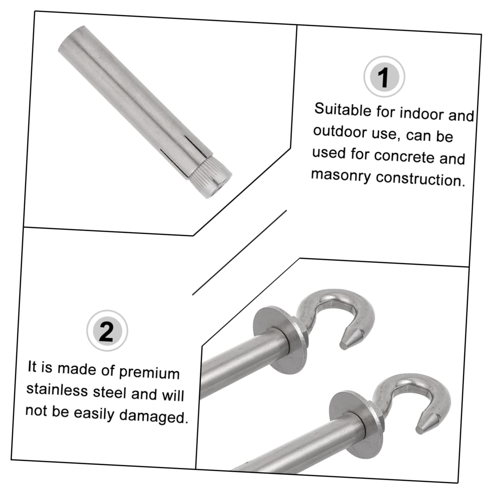 CIYODO 2pcs Heavy Duty Stainless Steel Expansion Hooks Hook Hanging for Hammock Garage Workshop Hangers