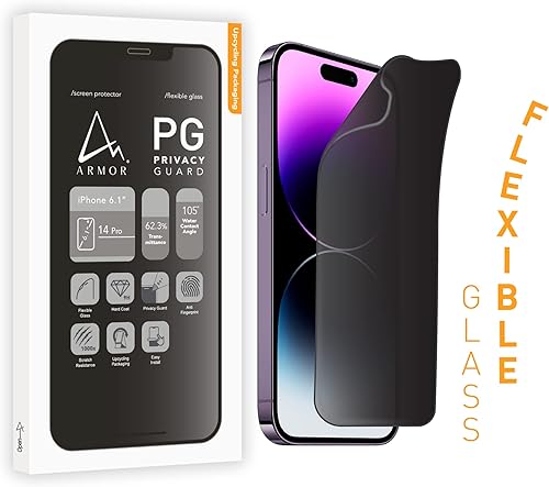ARMOR Protector de pantalla de vidrio flexible para iPhone 14 Pro protector de privacidad con 9H