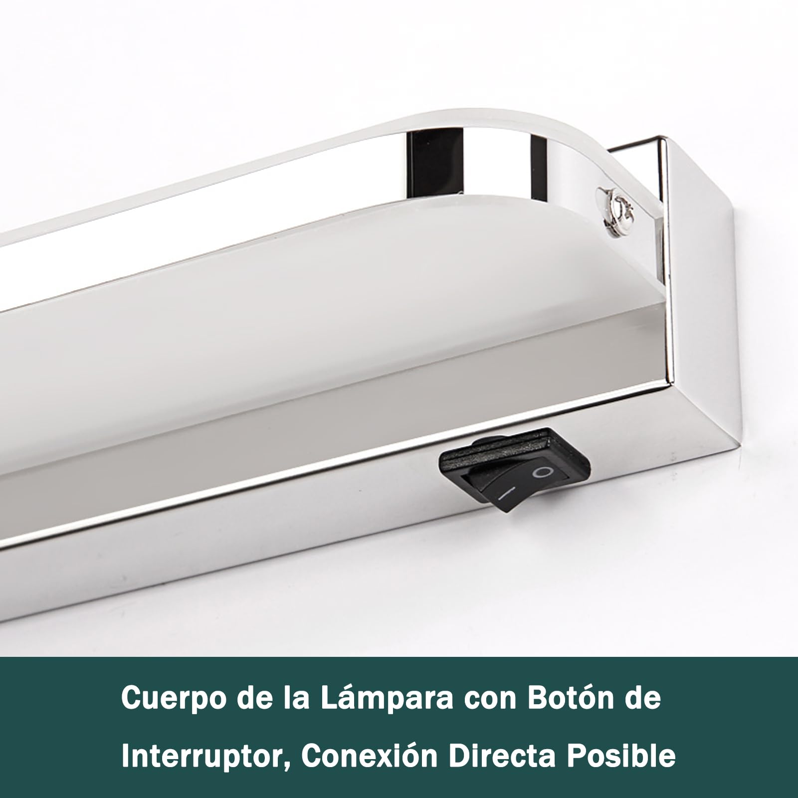 Aplique Espejo Baño 42cm,IP44 Impermeable,Blanco Frío 6000K | Lampara Espejo Baño con Interruptor Luz Espejo Baño 9W 230V Aplique Luz Espejo Baño de Aluminio