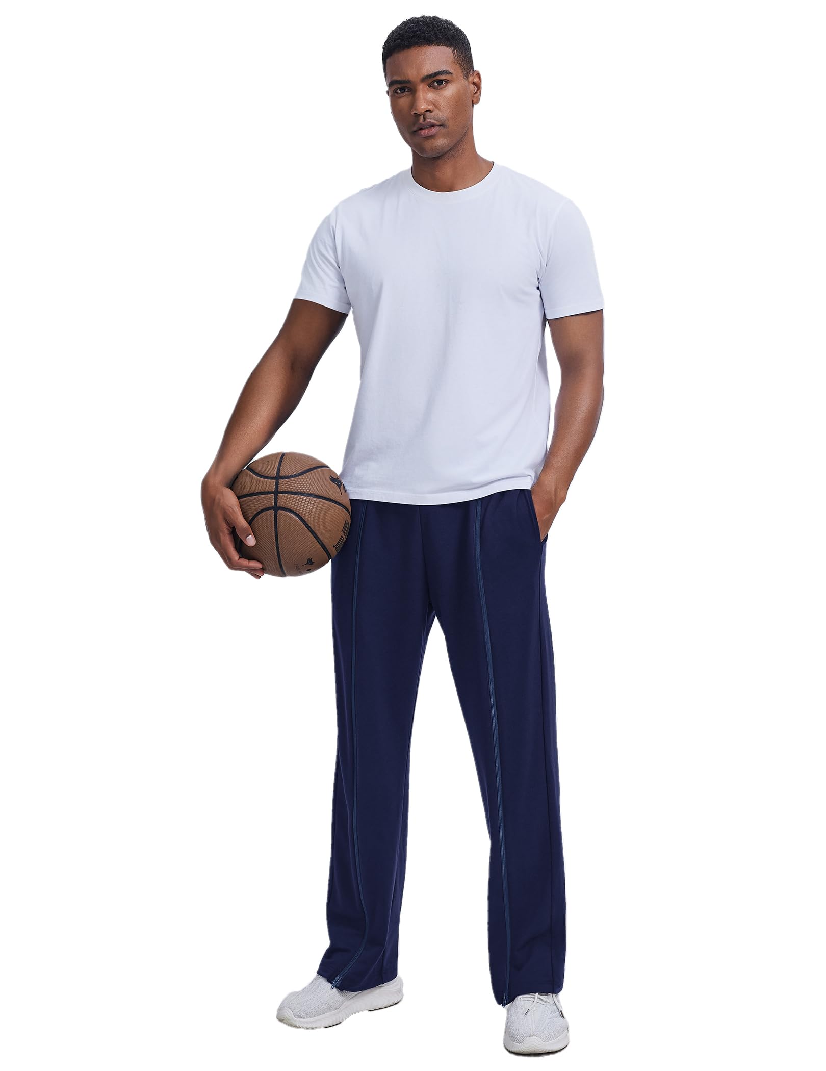 PINSPARK Pants da Recupero Pantaloni Sportivi Lunghi da Uomo con Cerniera Completa Pantaloni in Cotone strappabili Allenamento Larghi con Apertura Laterale e Tasche