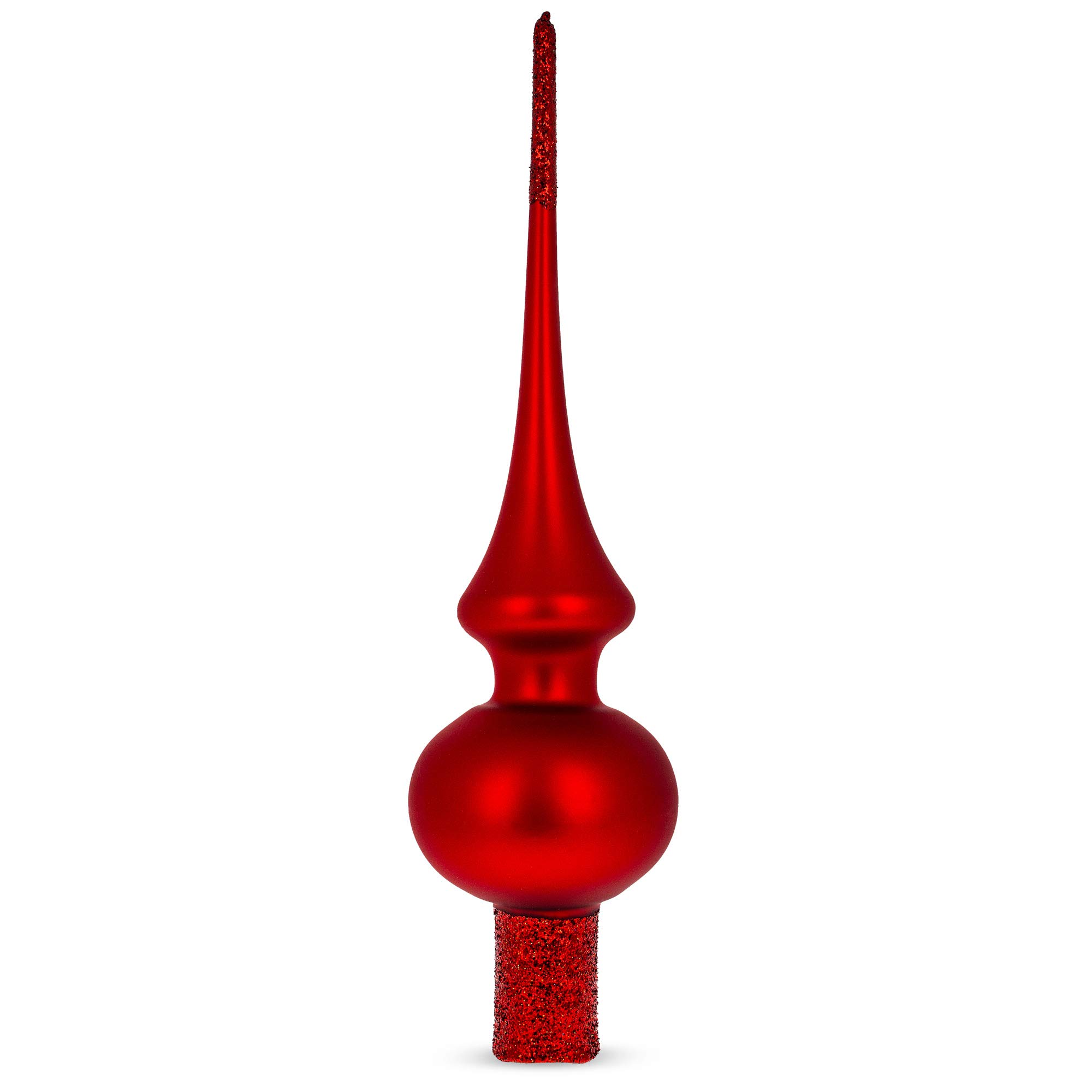 BESTPYSANKYMatte Solid Red Glass Christmas Tree Topper 11 Inches