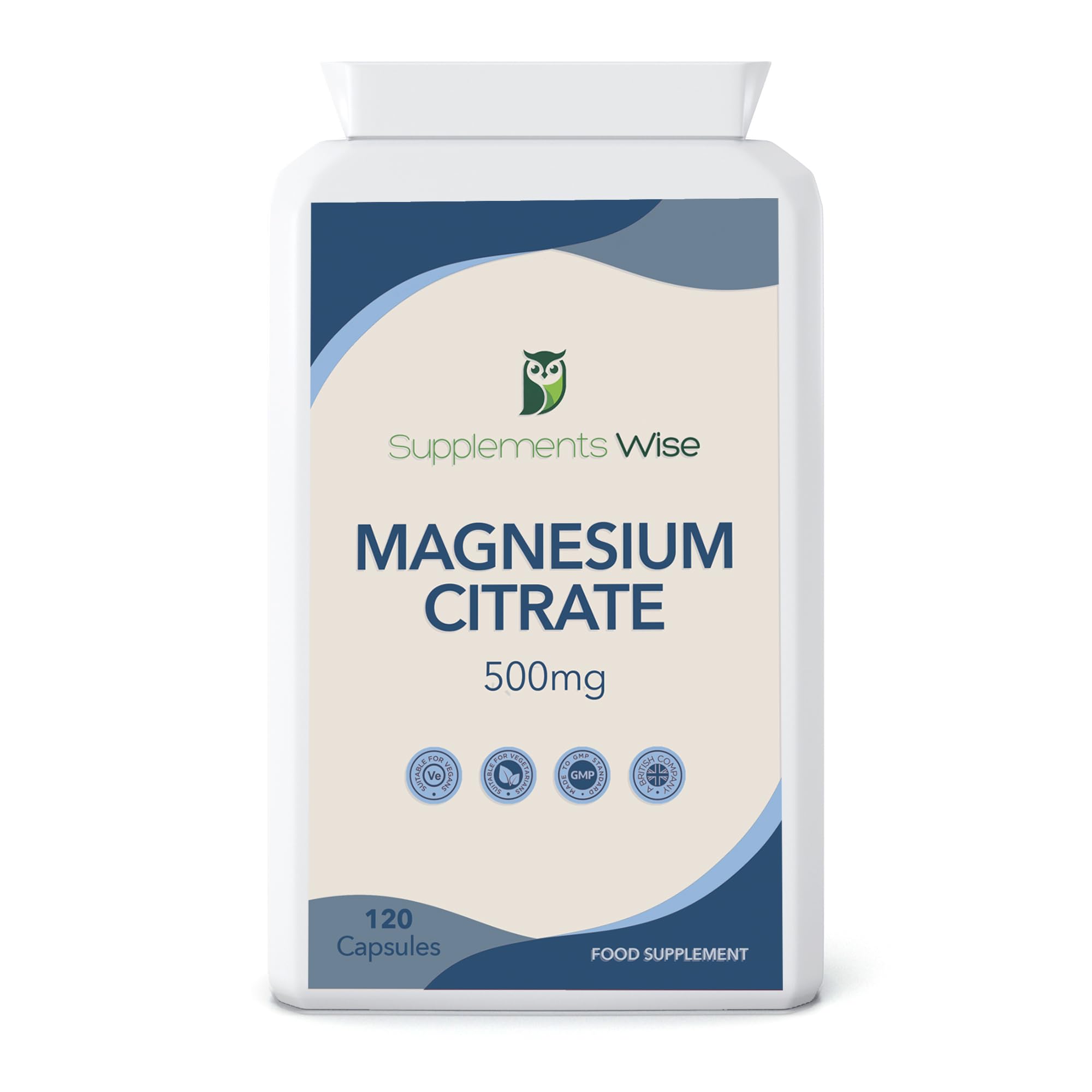Magnesium Citrate Capsules - Restless Leg Syndrome Relief - Premium Supplement for Women or Men - One a Day Magnesium Citrate Tablets - 120 x 500mg