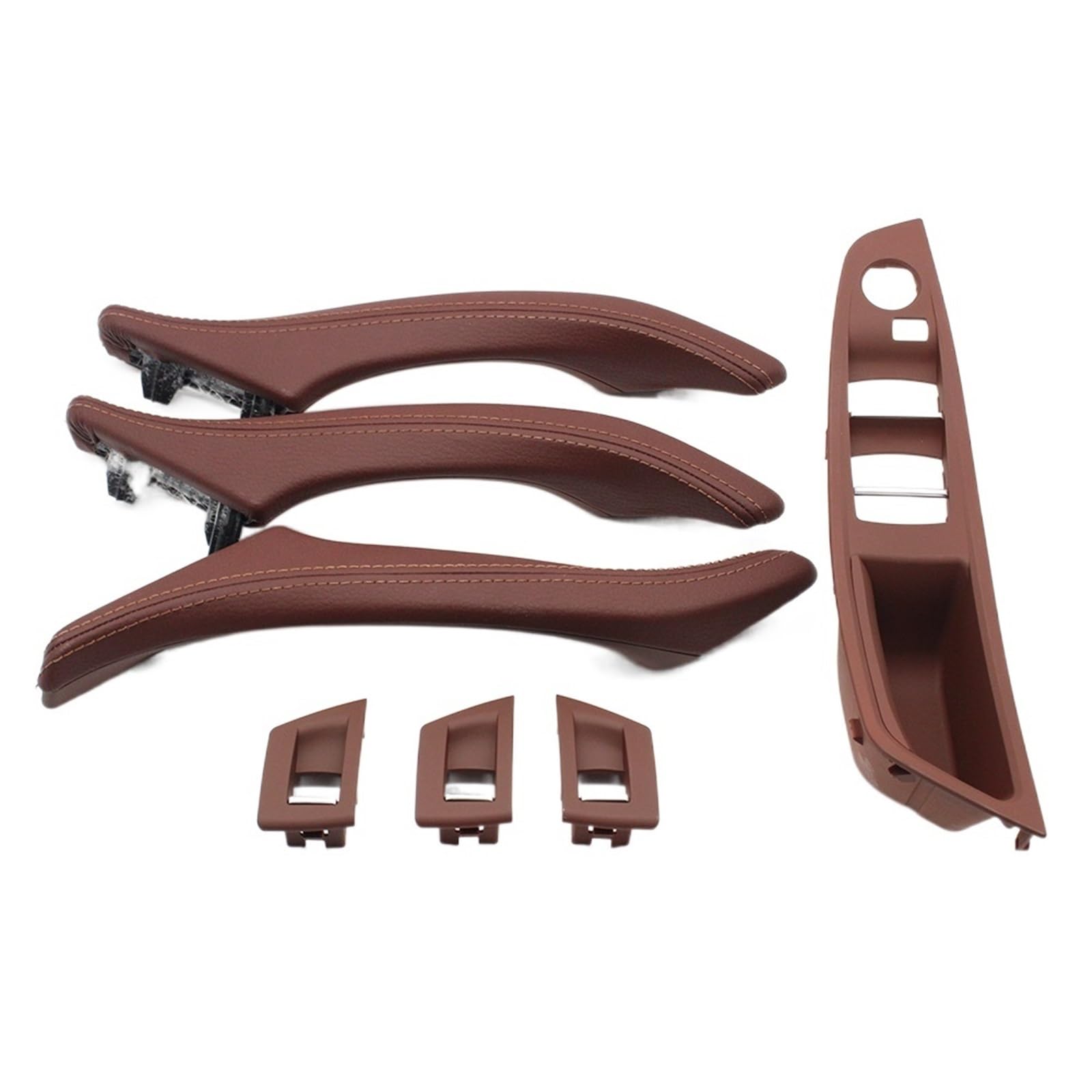 OEXRIGRU Car Interior Door Handles for BMW 5 Series F10 F11 F18 520 523 525 528 530 2010-2017 RHD Car Interior Door Handle Assembly 7PCS Set(Model B Redbrown)