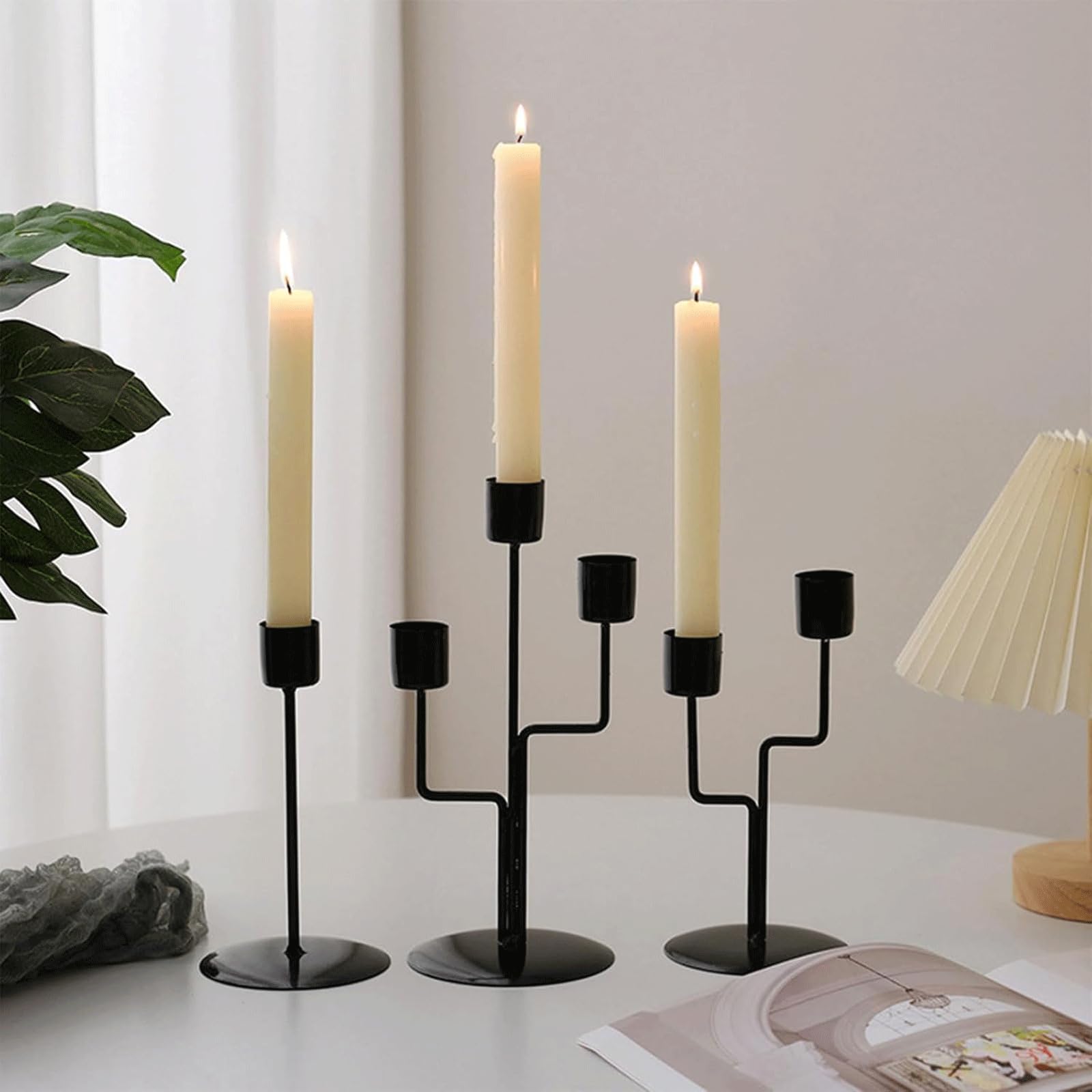 Portavelas Metálico Negro Con Interior Dorado - 13,5x15,5 Cm - Decoración Elegante Para Velas