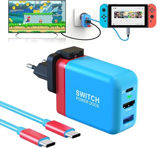 TreasLin Switch Dock Charger, PD 36W USB C Charger for Switch-OLED TV Dock Station for Switch 4K 60Hz HDMI Portable Dock Charger Adapter Switch Accessory