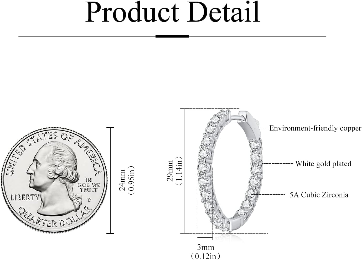 Gold Hoop Earrings for Women 14K Gold Plated Cubic Zirconia Hoop Earrings for Women 30mm Diamond Hoop Earrings Valentine's Day Mother's Day Birthday Jewelry Gift for Women - Image 6