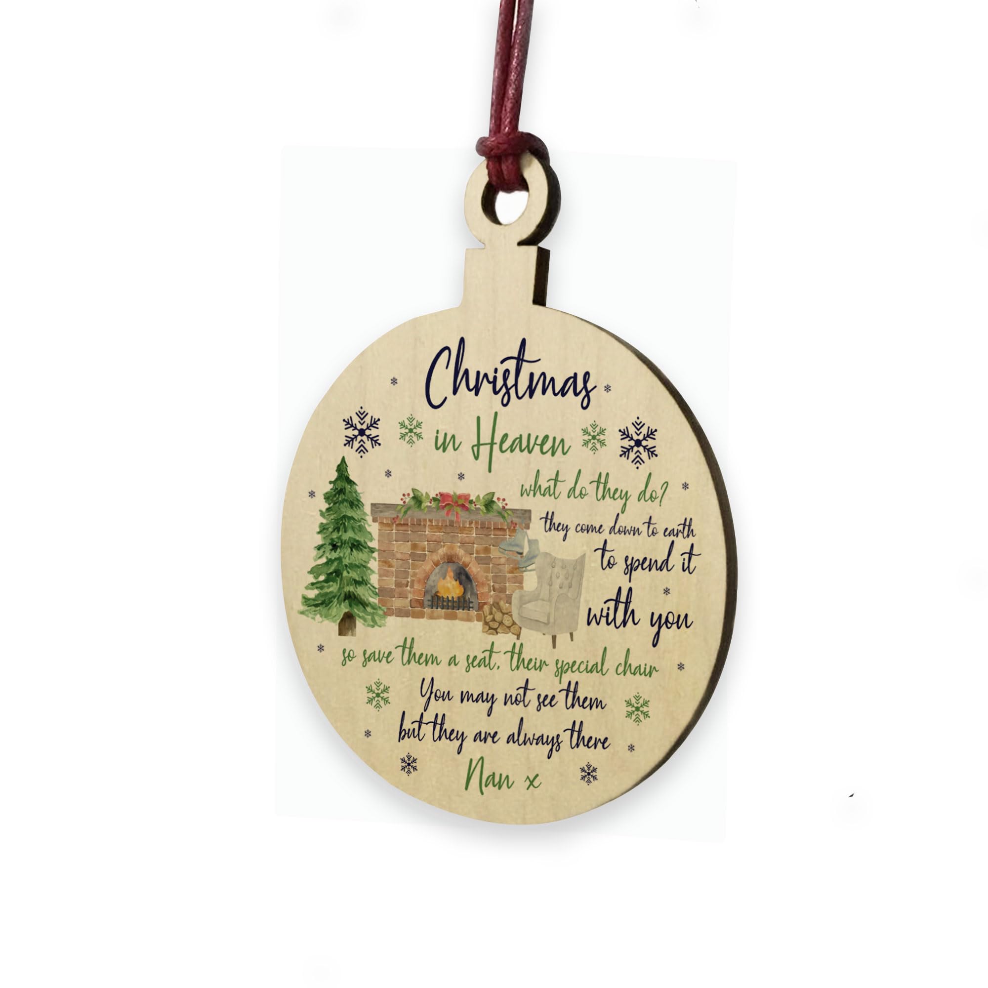 Red Ocean Christmas Bauble For Nan Remembrance Christmas In Heaven Christmas Tree Decoration Gift For Christmas