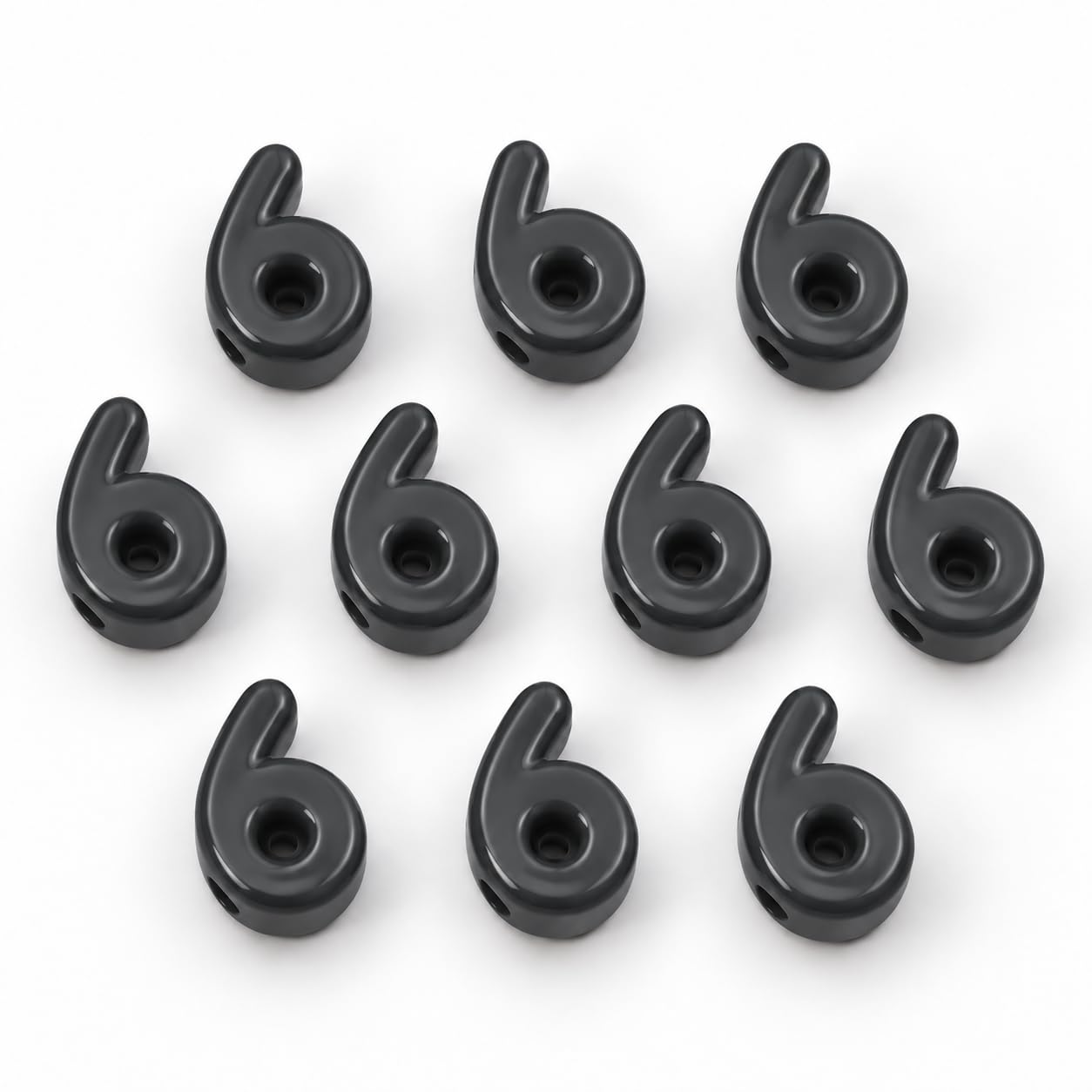 Number Beads, 10pcs Number Beads for Bracelets with 6mm Large Hole, Number Bead for DIY Jewellery Making, Keychains and Paracord Crafts(Black, Number 6, 10)