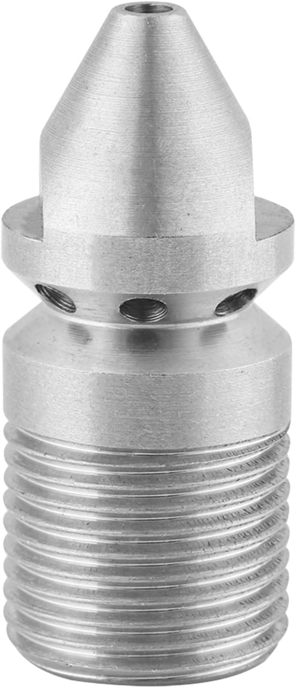 Pressure Washer Sewer Jet Nozzle, Stainless Steel SS304 Sewer Drain Jet Nozzle Pressure Cleaning Hose Pipe Tap Jetter Head 3/8BSP Male Thread for Pipe Washing Machine