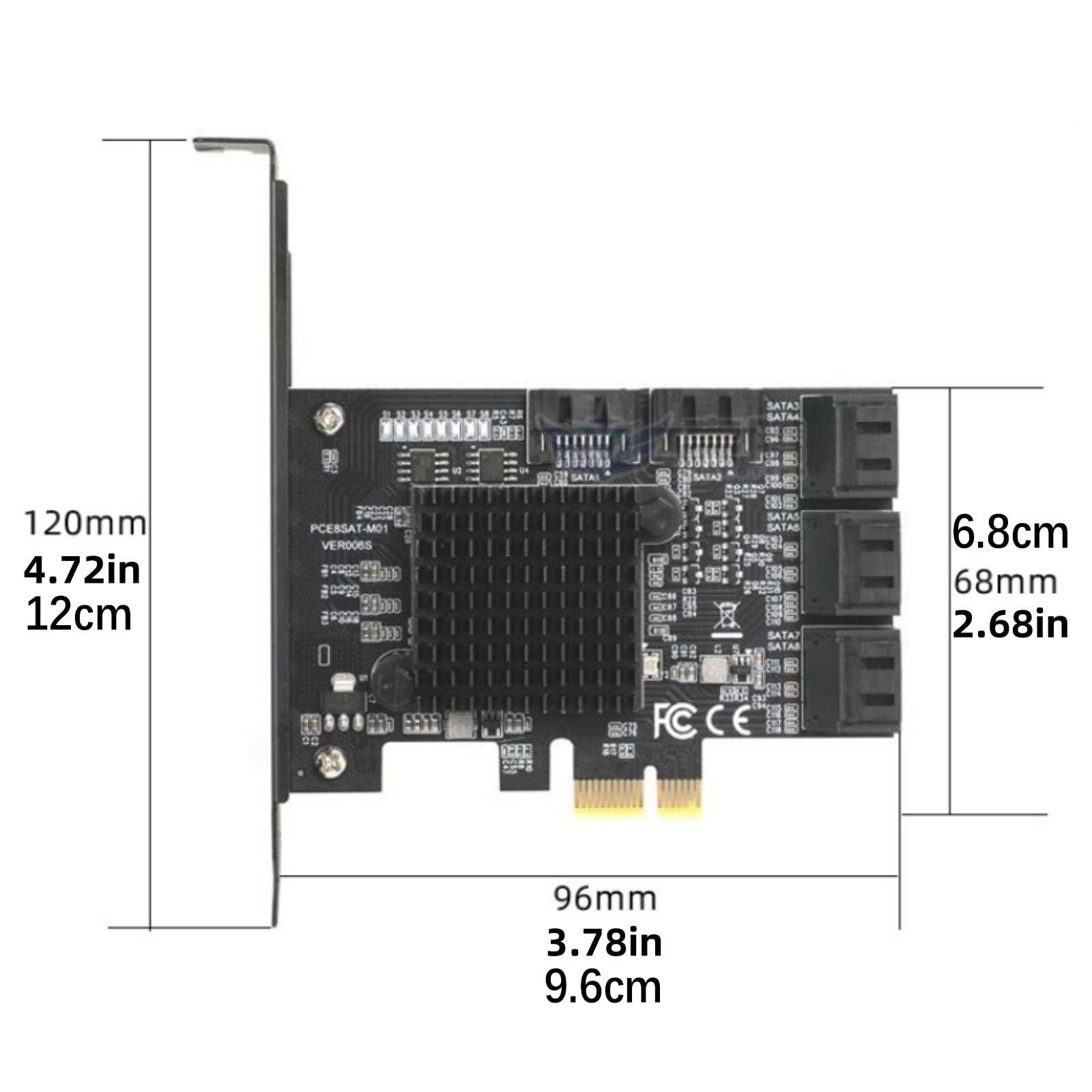 Carte d'extension avec support à profil bas, 8 ports SATA 3.0 PCI Express, contrôleur PCI-E 6G, adaptateur pour disque dur