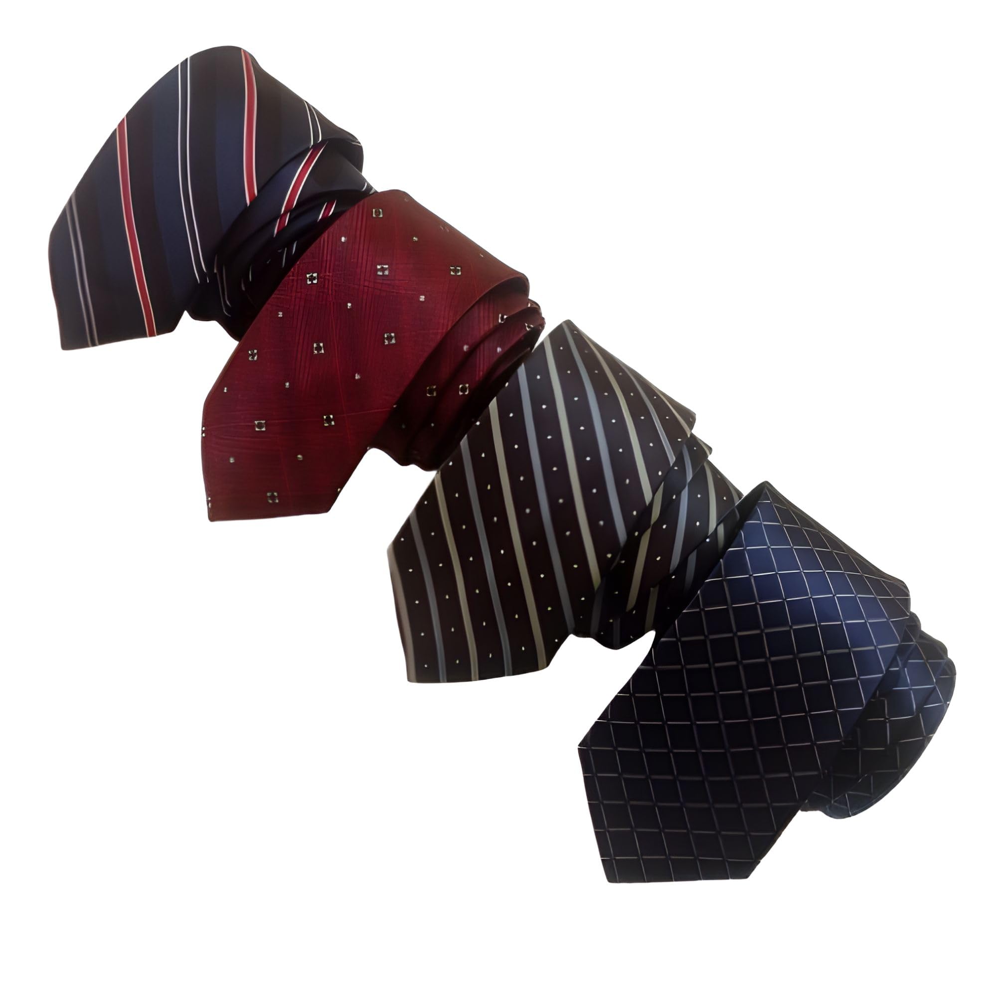 Men's Slim Formal Satin Neckties, Pack of 4, Striped and Patterned Design, Width-2.25 inch-image-43
