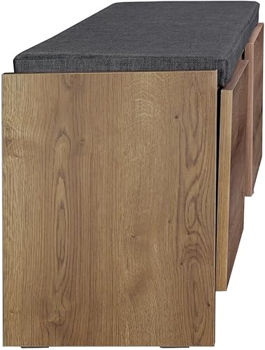 Miniatura 5 de Niche Armario de almacenamiento de zapatos con estantes y banco, nogal rústico