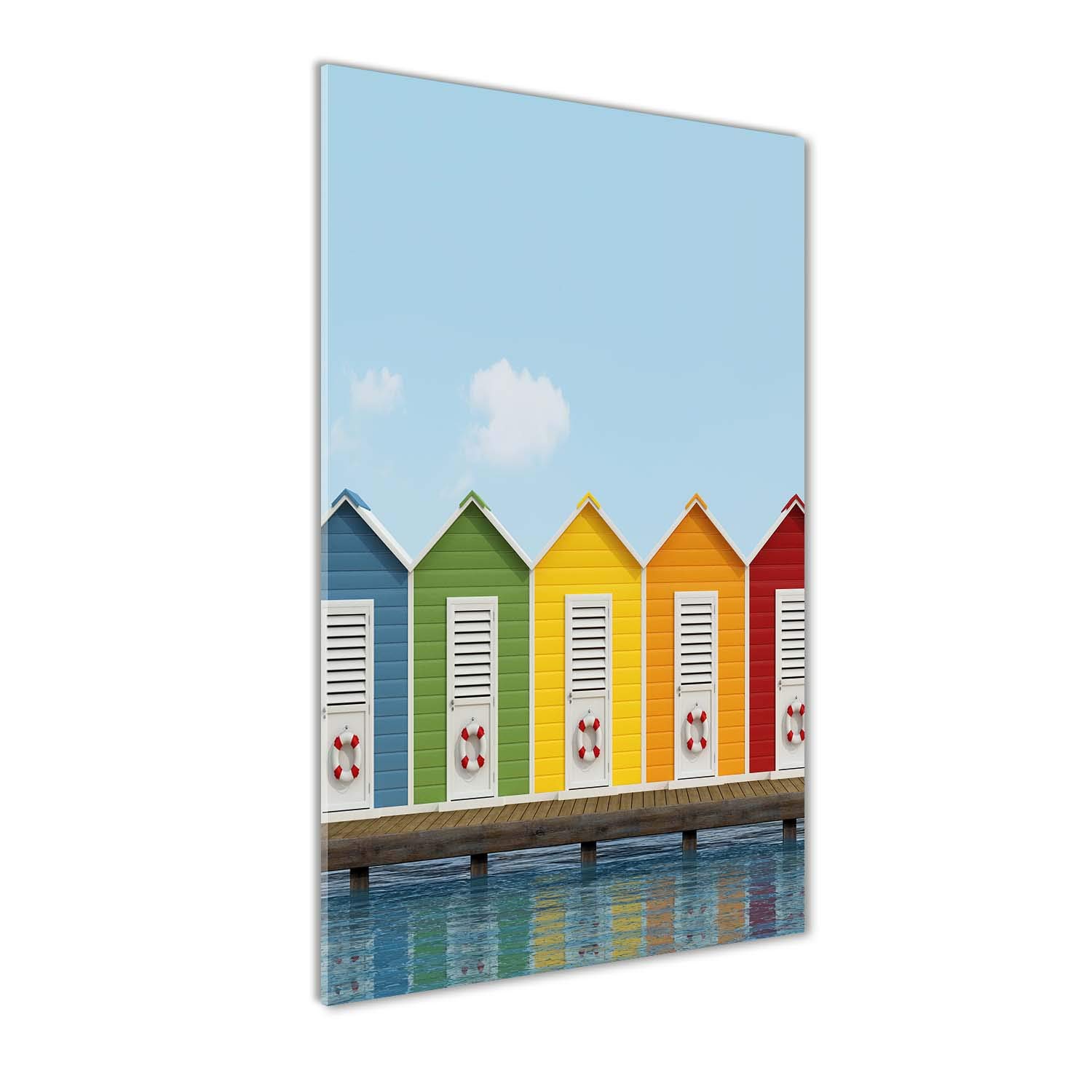 Peinture sur verre trempé 70x140cm tableau déco cabines de plage Tulup