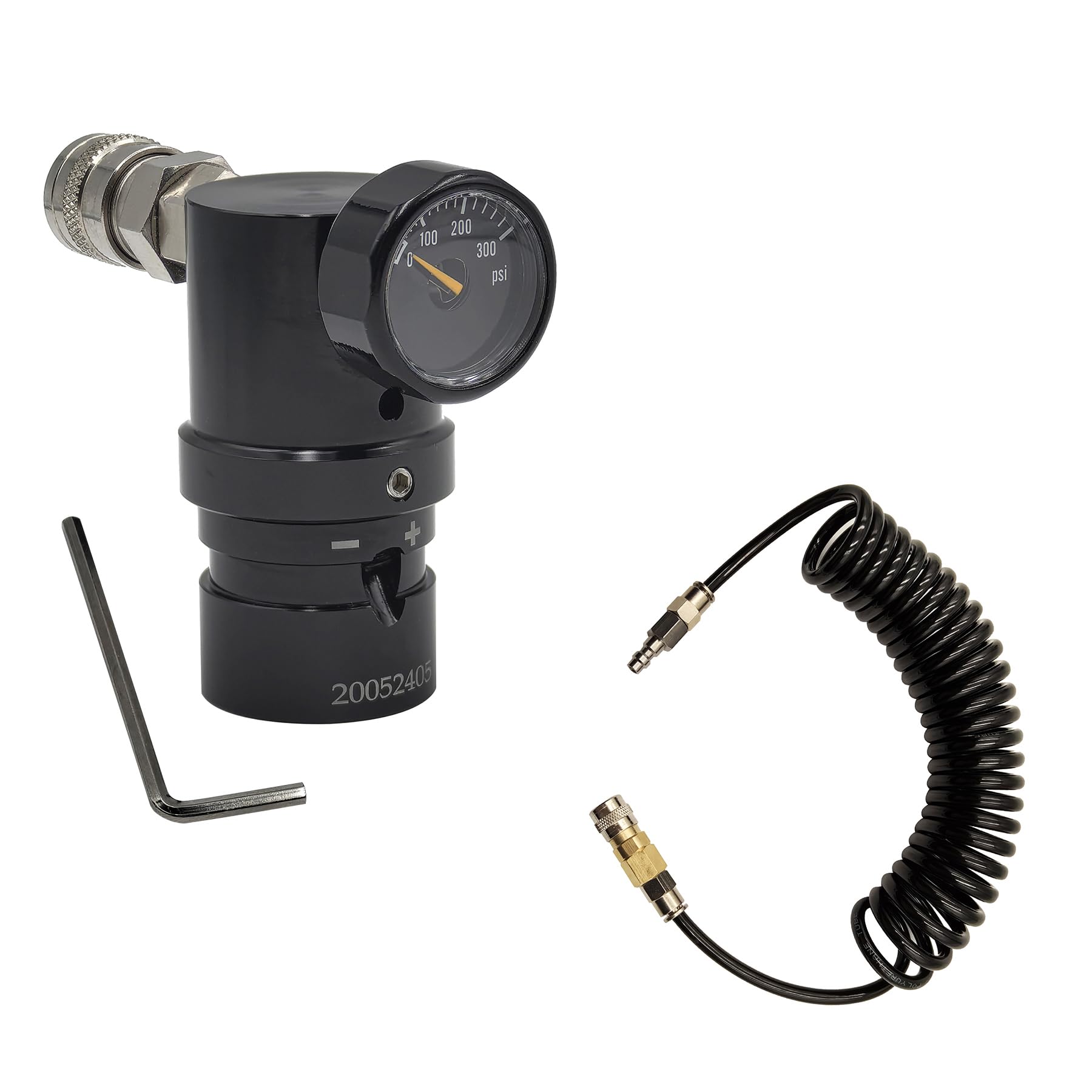 HPA Low Pressure MR Reg GEN2 Micro CO2 Regulator Adjustable with US 2202 Foster Output 20psi to 200psi for Airsoft Pistol PCP Paintball (Regulator with Hose)