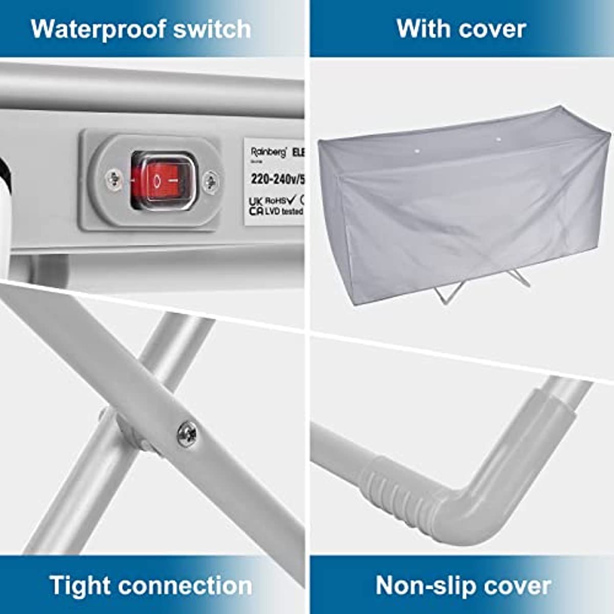 Tendedero eléctrico para Ropa, Hecho de aleación de Aluminio, Conveniente para Almacenamiento y Secado, Adecuado para baños y lavaderos, Hermoso