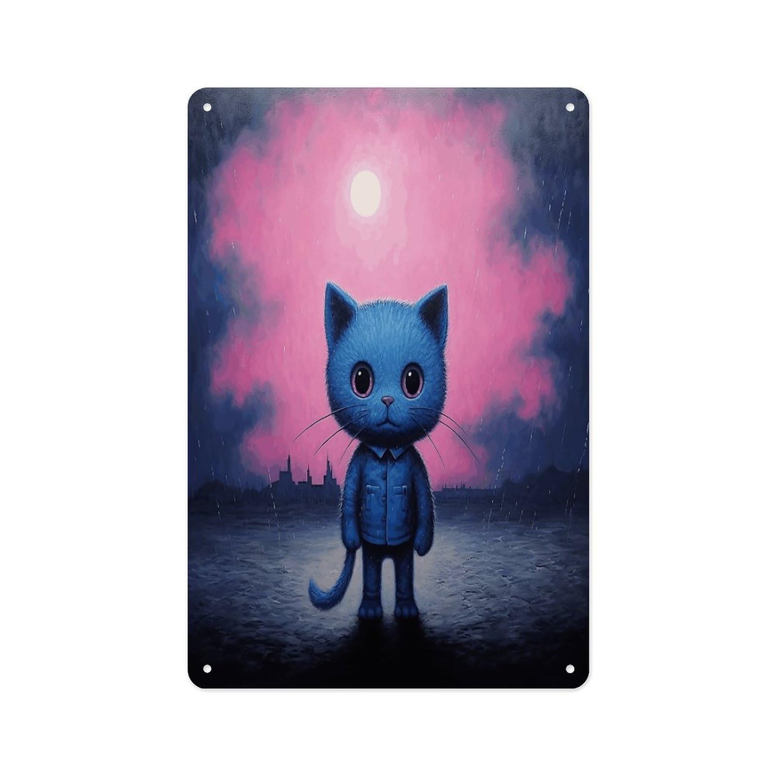 Fekiloot Style Dark Blue Cat Wall Decor Metal Signs Tin Signs Poster