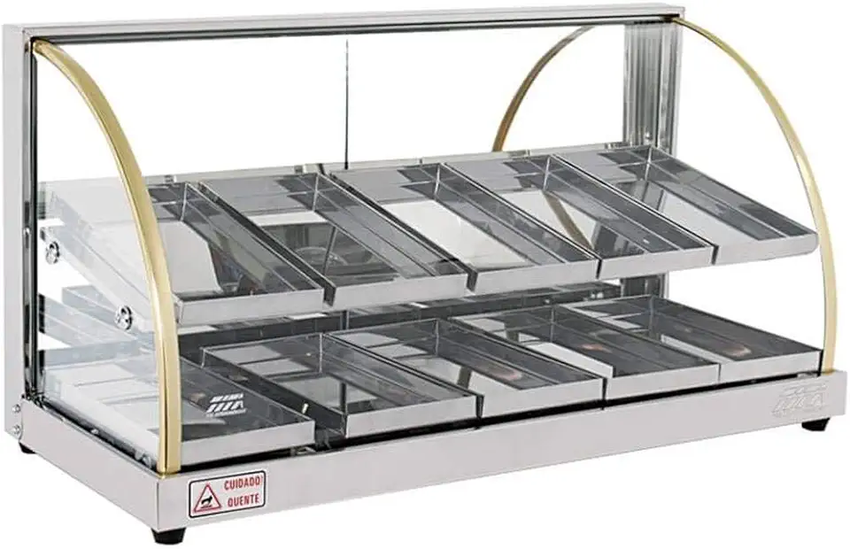 Vitrine Estufa Salgados Dupla 10 Bandejas Expositora 2 NÍveis W10BD Tita 127V