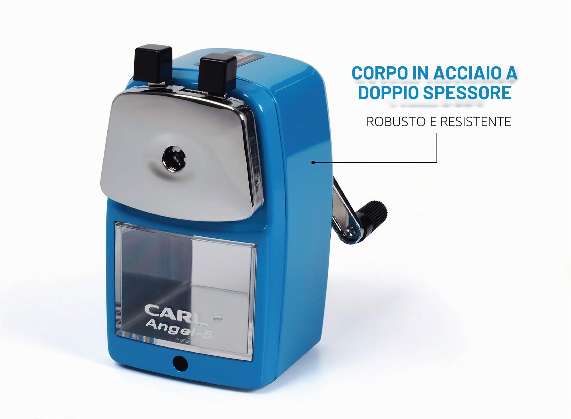 CARL Angel Temperamatite Manuale, Metallo Alluminio, Blu, Four full sized shelves