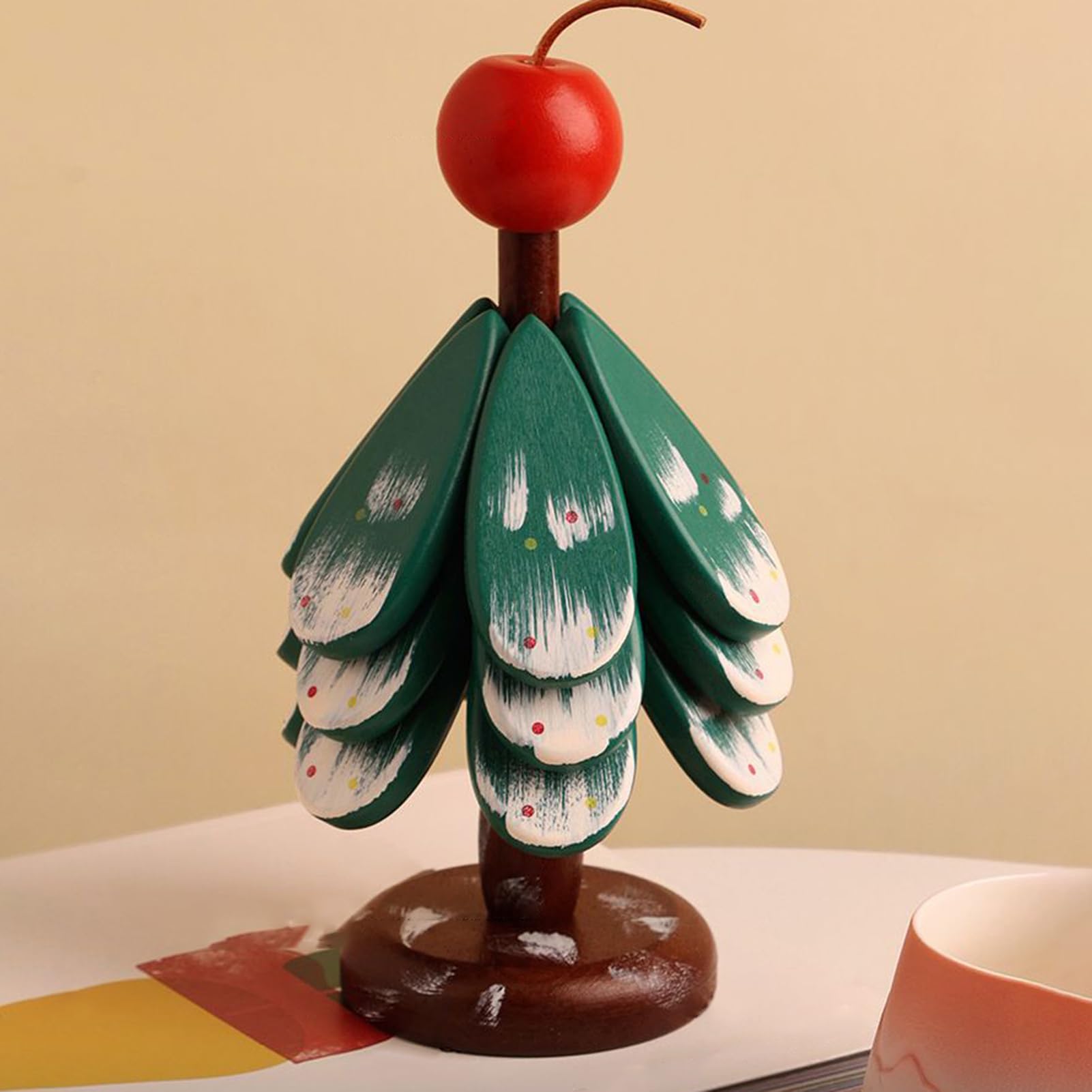 sous-Verre Arbre en Bois Dessous de Plat Bois de Noël pour Plats Chauds | Décor de Cuisine pour Table à Manger Assiettes Tasses Mugs Casseroles