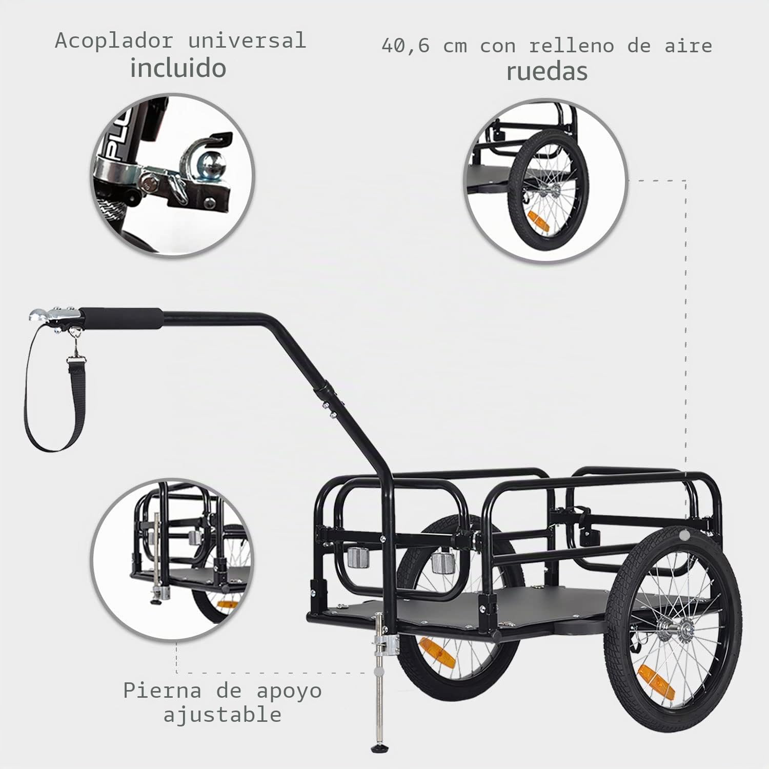 Tiggo City Porter - Remolque plegable para bicicleta y carretilla de transporte 2 en 1 es un transportador multifuncional