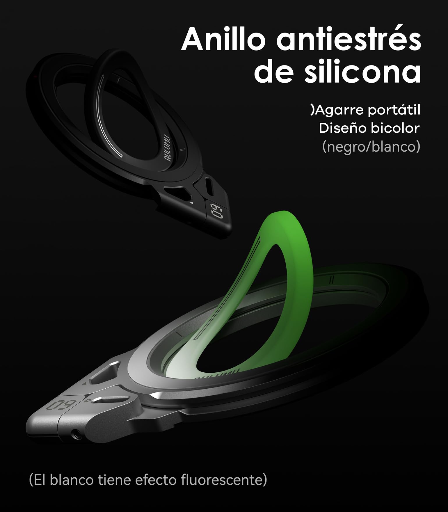 Aulumu G09 Soporte de Anillo Magnético para MagSafe | Rotación 360° | Anillo de Metal | Imán Doble | Agarre y Soporte para Móvil | Compatible con iPhone 17/16/15/14/13/12 | Negro