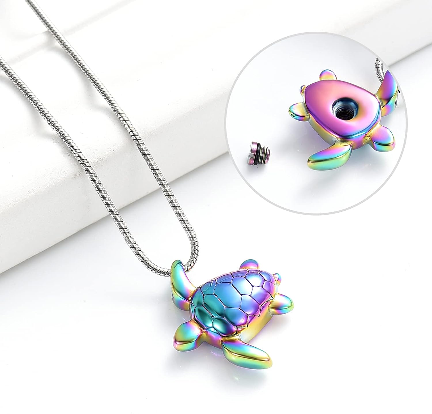 Imrsanl Sea Turtle Cremation Jewelry for Ashes Necklace Keepsake Memorial Urns Pendant Jewellery for Pets/Human - Image 3