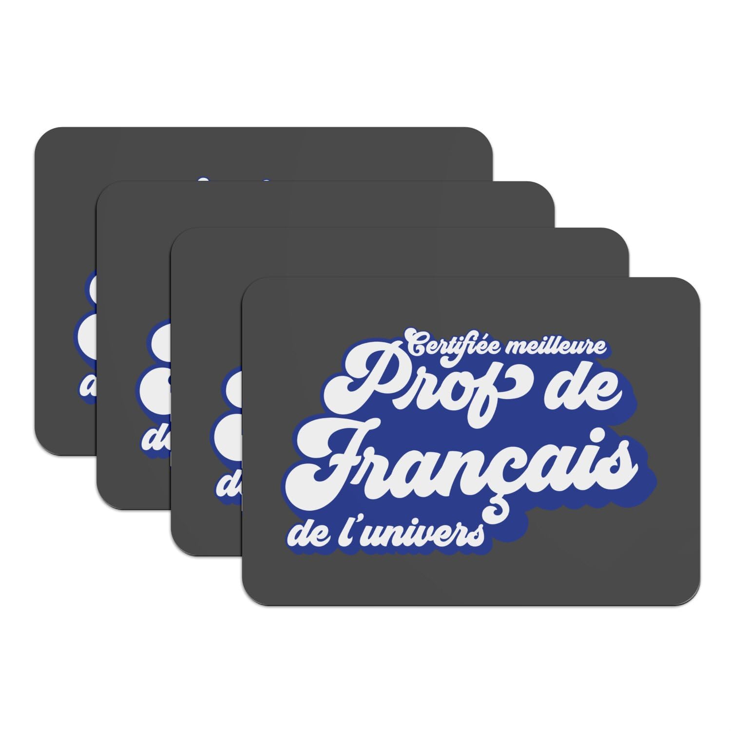 Sets de table en caoutchouc noir 39x28 cm pour prof de français