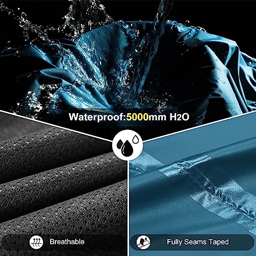 Herren & Damen Regenanzug Reflektierender Wasserdichte Packbare Regenjacke+Regenhose Outdoor gefütterte Regenkleidung Winddichte Regenset Regenkombi für Radfahren Fischen Wandern – Bild 3