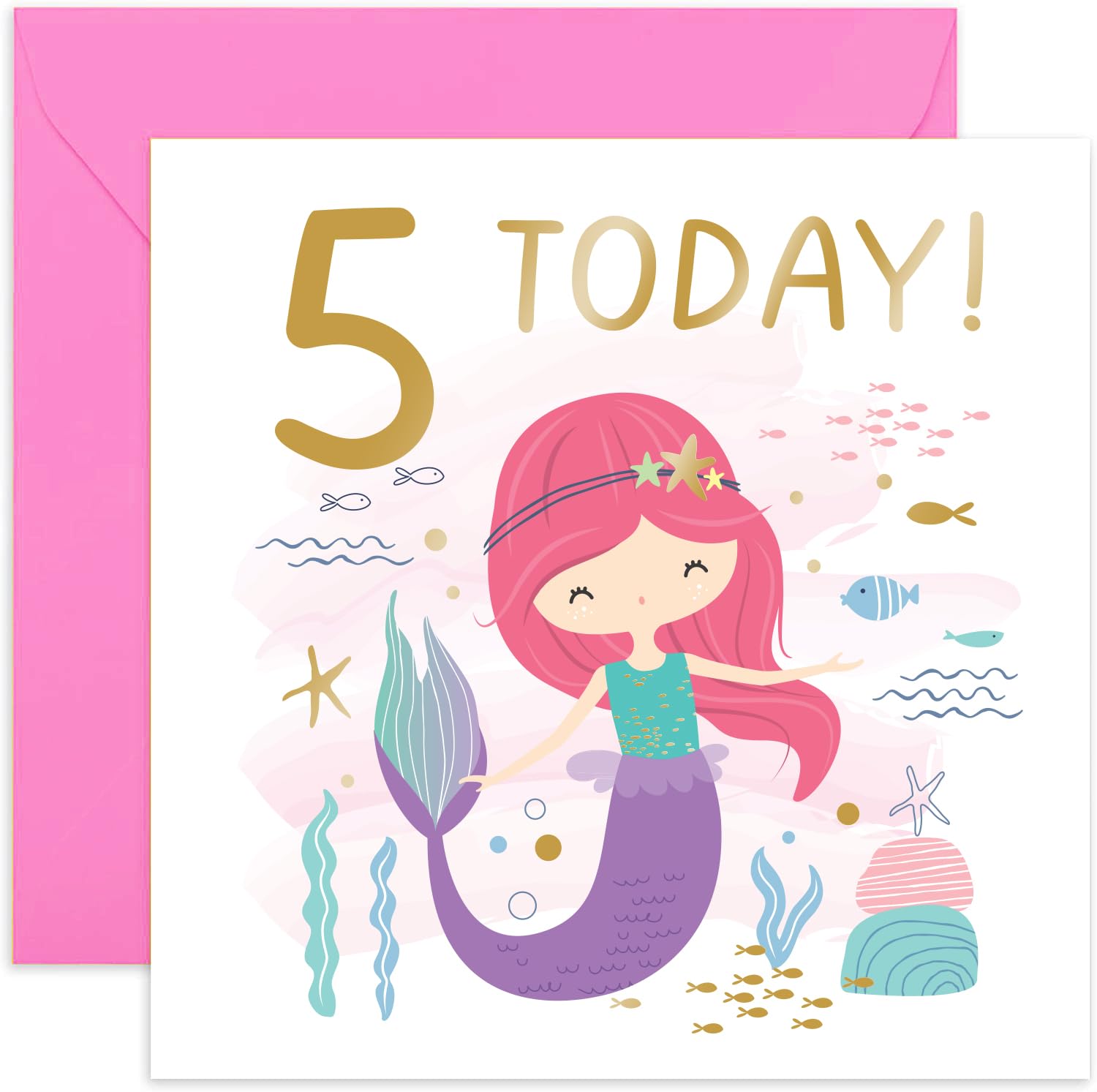 Old English Co. - Tarjeta De Cumpleaños Número 9 Para Niña Con Estrella De  Mar De Sirena,, image size:1500x1493