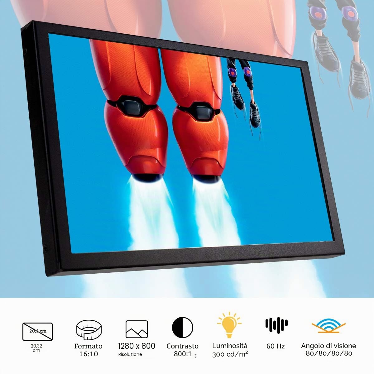 ELECROW Monitor portatile, mini monitor da 8" con altoparlanti integrati e risoluzione 1280 x 800 HDMI Raspeberry Pi Display compatibile con Raspberry Pi 4, laptop, PC, console di gioco