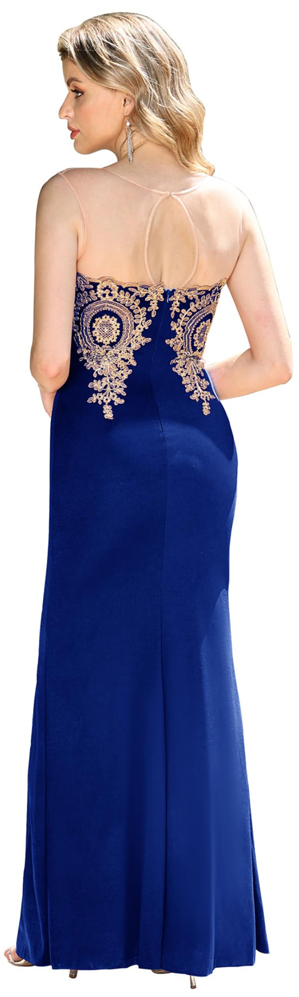 MisShow Robe de Soirée Femme Longue sirène en Broderie Dentelles Robe Chic et élégante